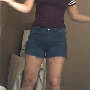 American eagle hi rise shortie blue Jean shorts